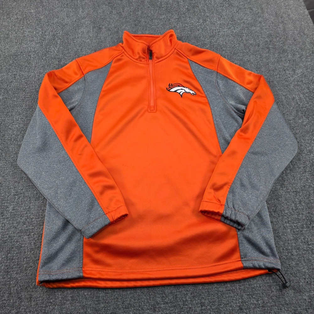 Denver Broncos‎ Orange Grey NFL Quarter Zip Pullover Jacket Men's L